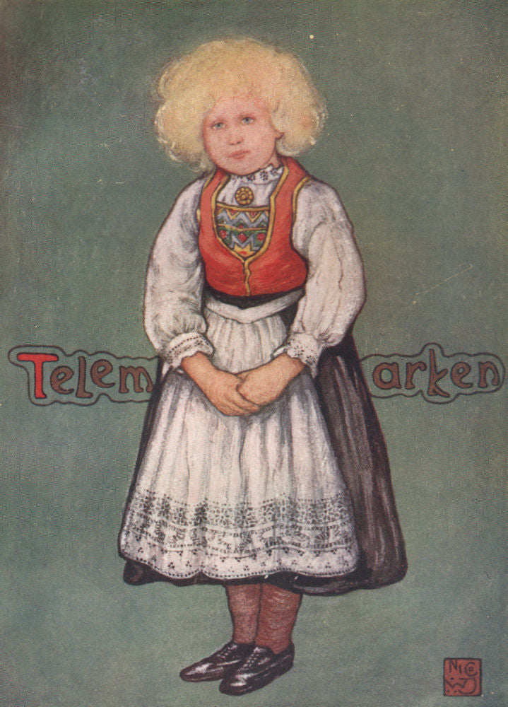 TELEMARK. 'Little girl' by Nico Jungman. Norway 1905 old antique print picture